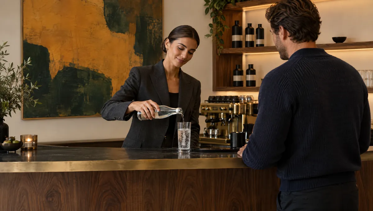The Pour, the bar that is also the check-in.